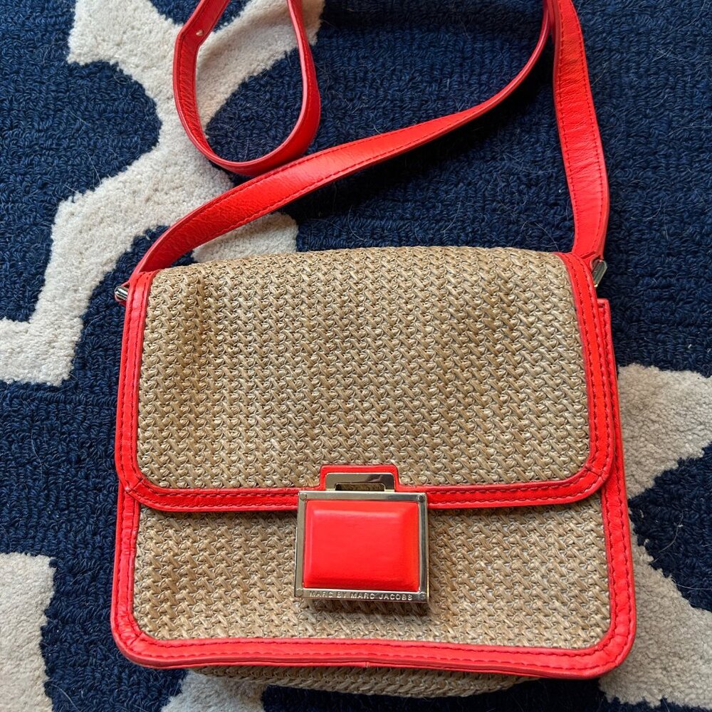 Marc by Marc Jacobs Straw Leather Trim Crossbody Bag